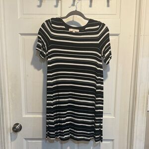 LOFT Black and White Striped Dress